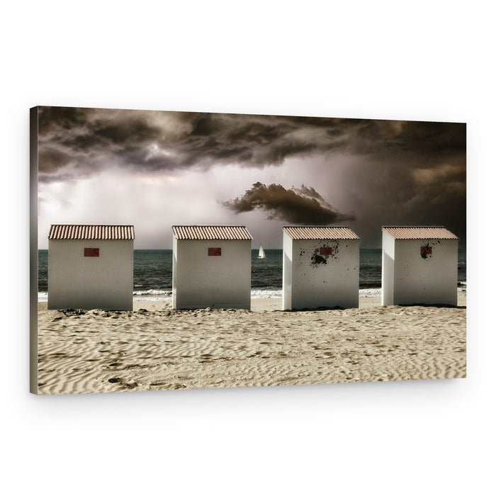Stormy Beach Huts – Canvas Print