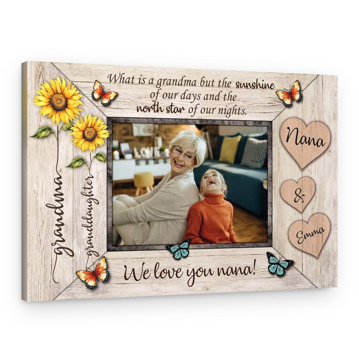 “What Is A Grandma But The Sunshine Of Our Days And The North Star Of Our Nights” Photo Canvas Print – Canvas Print – 1 Kid