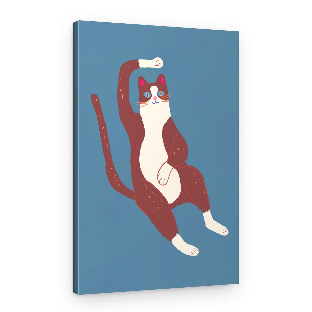 Playful Cat Stretch – Canvas Print