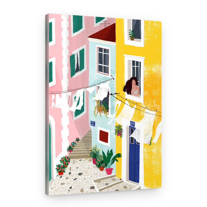 Vibrant European Street – Canvas Print
