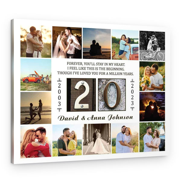 20 Years Forever You’ll Stay In My Heart 14 Photo Collage Canvas Print