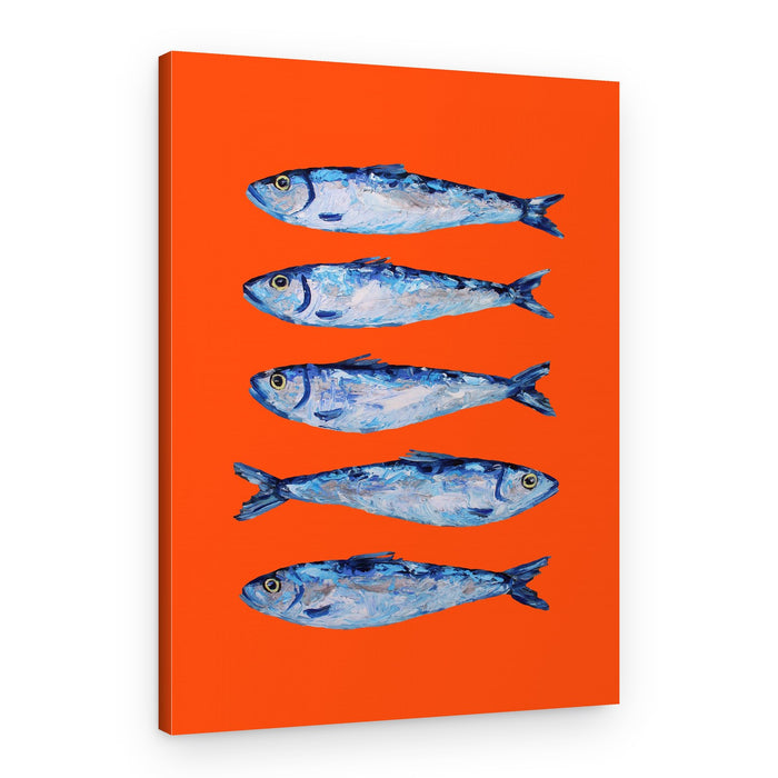 Sardines On Orange – Canvas Print
