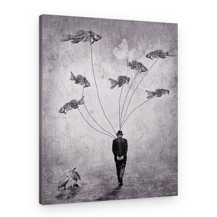 Man with Fish Skeletons – Canvas Print