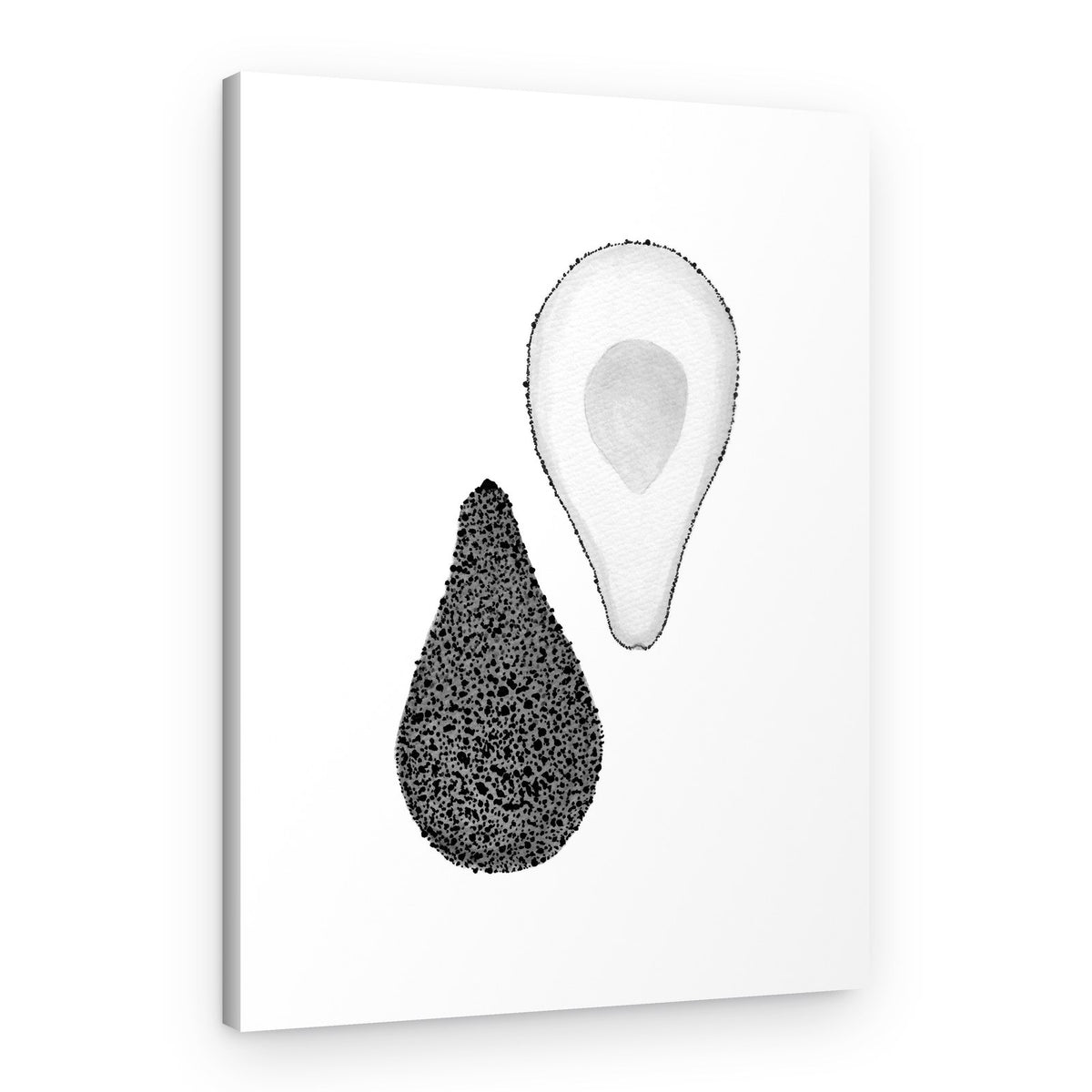 Black White Avocado – Canvas Print
