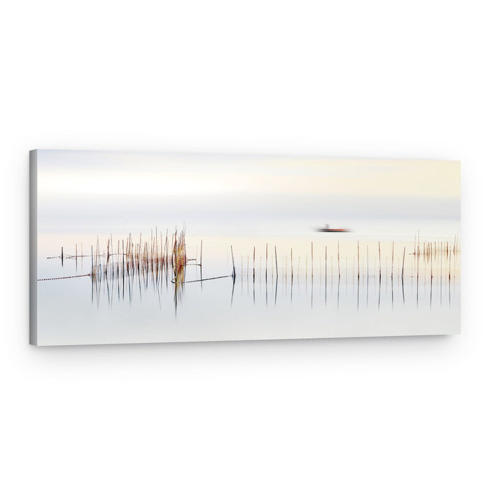 Calm Water and Blurred Boat – Canvas Print