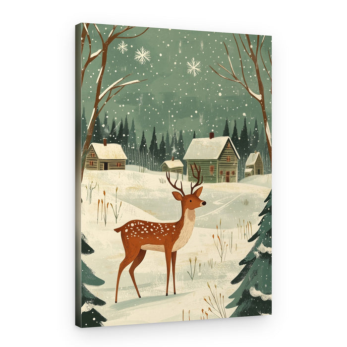 Winter Forest Deer – Canvas Print