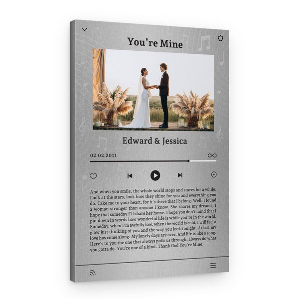 Music Memories Player Custom Song Lyrics Art Canvas Print