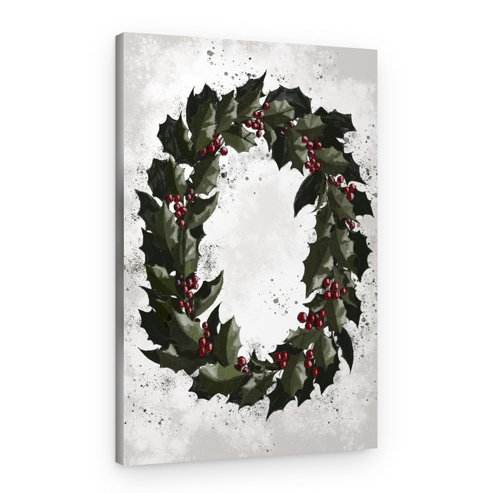 Christmas Holly Wreath – Canvas Print