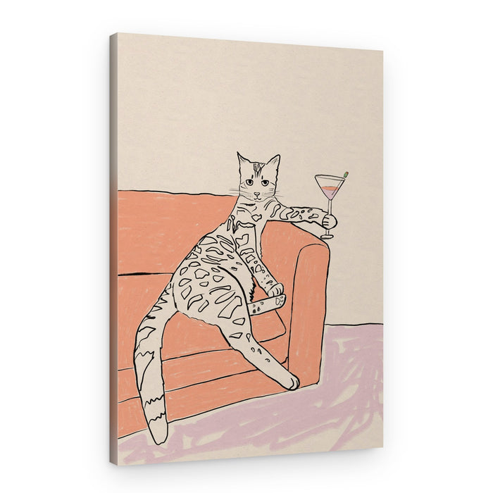 Sophisticated Cat Cocktail – Canvas Print