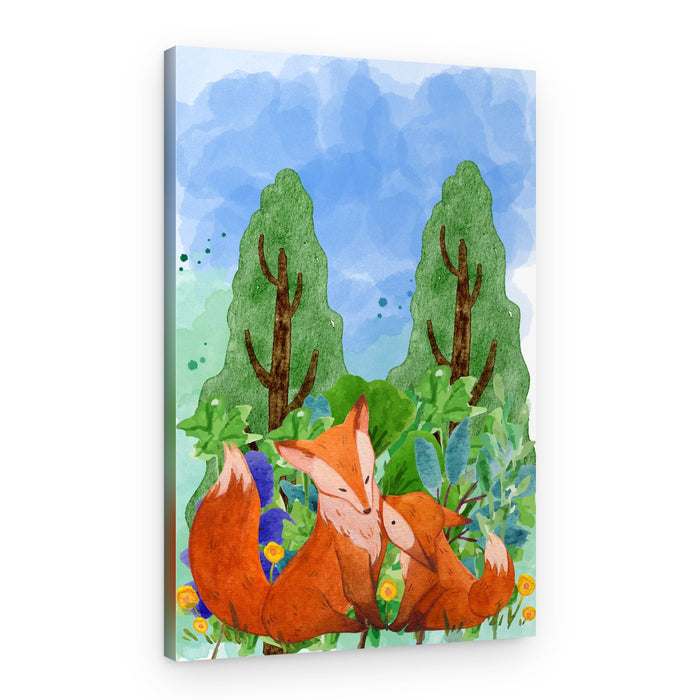 Loving Fox Family – Canvas Print