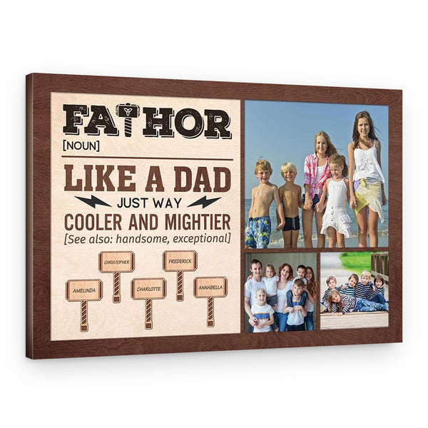 Thor Hammer Personalized Gift for Dad Fathor Father’s Day Sign Canvas Print