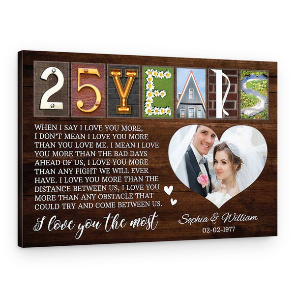 25th Anniversary Letter Art Heartfelt Love Quote – Wooden Background