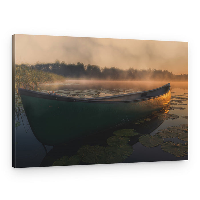 Sunrise Canoe Reflection – Canvas Print