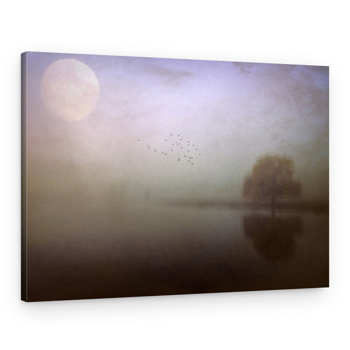 Moonlit Misty Lake – Canvas Print