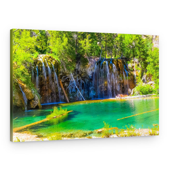 Turquoise Lake Waterfall – Canvas Print