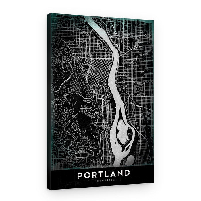 Modern Portland City Map – Canvas Print