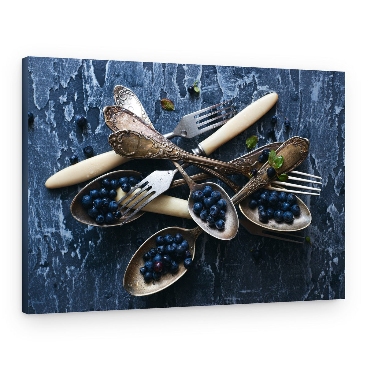 Vintage Blueberries and Cutlery – Canvas Print