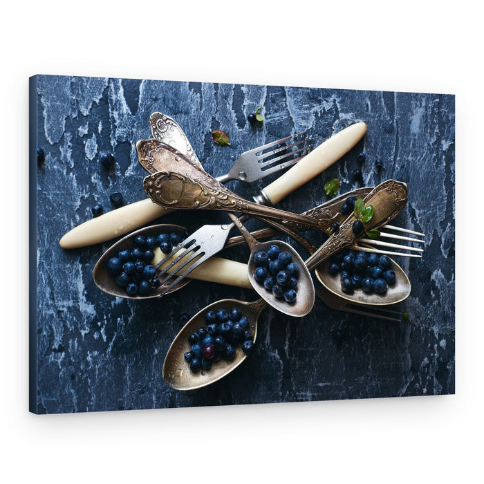 Vintage Blueberries and Cutlery – Canvas Print
