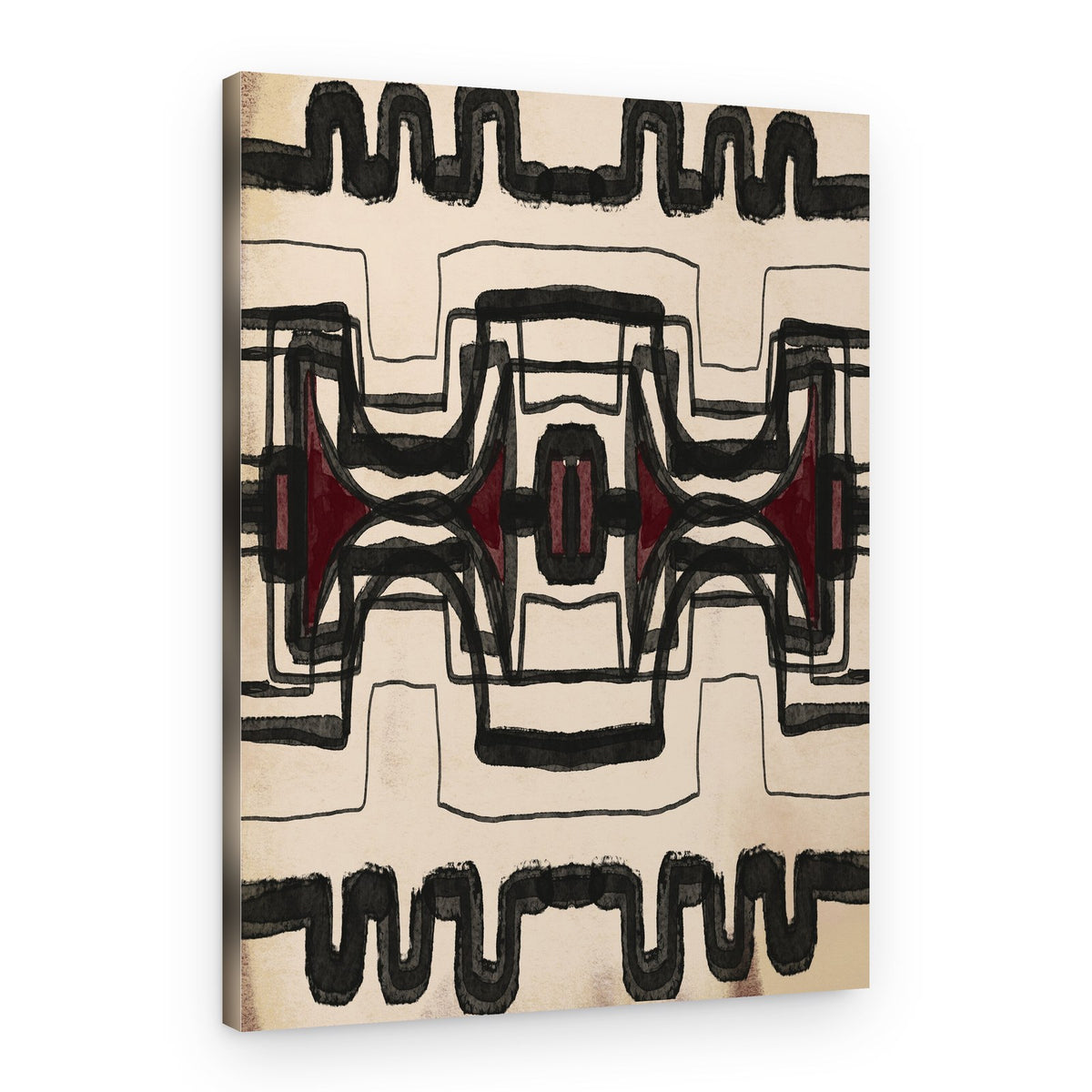 Red Tribal Geometry – Canvas Print