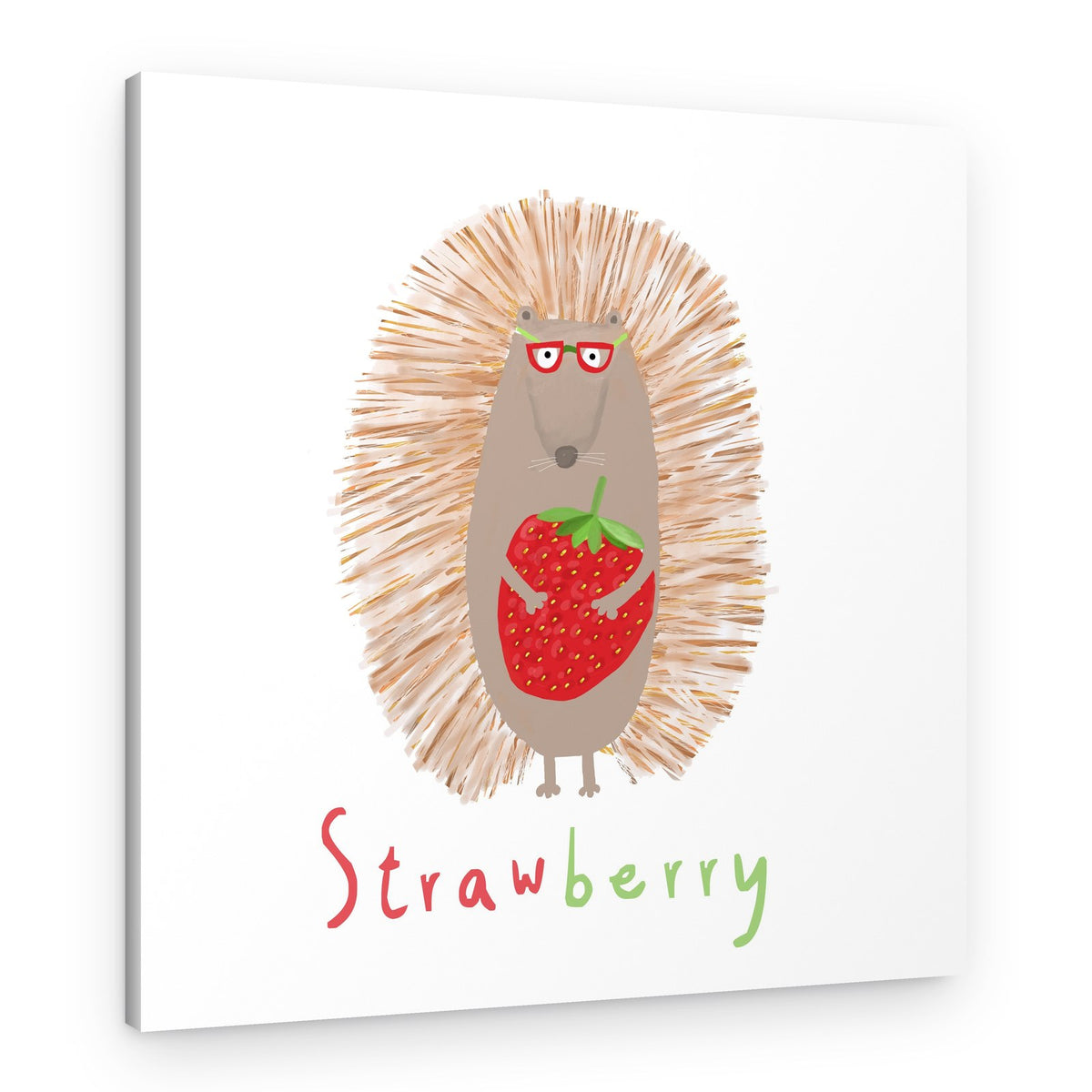 Smart Hedgehog with Strawberry – Canvas Print