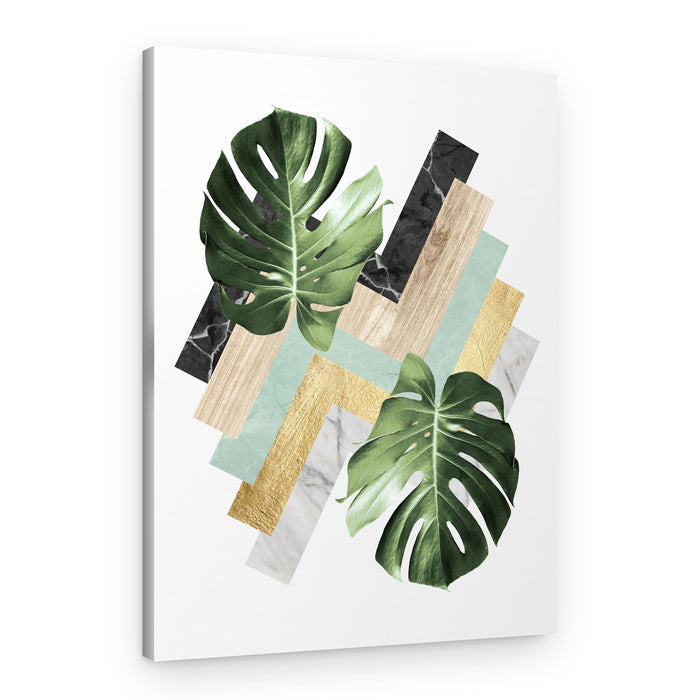 Monstera Geometric Textures – Canvas Print