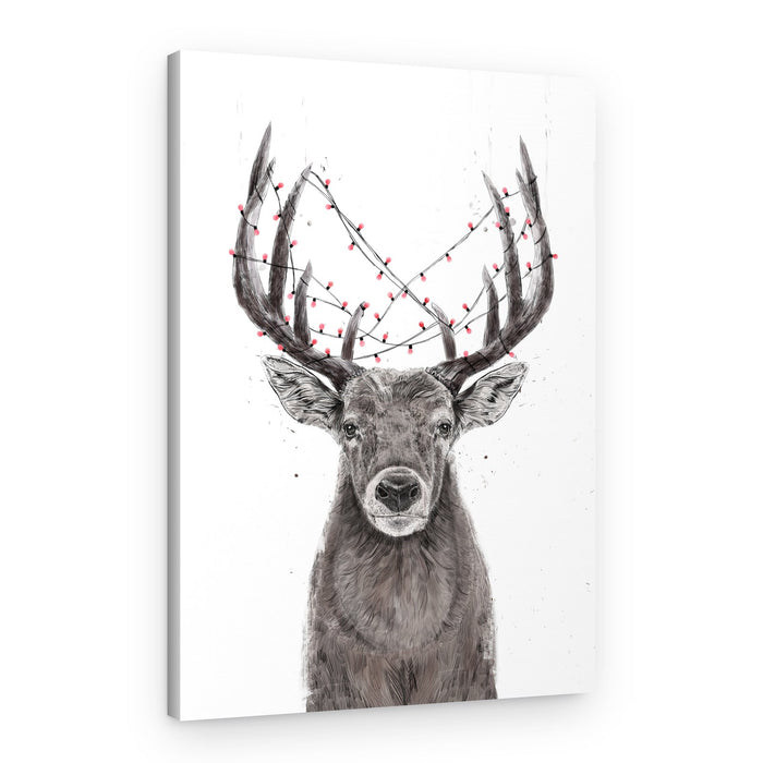 Festive Stag Lights – Canvas Print