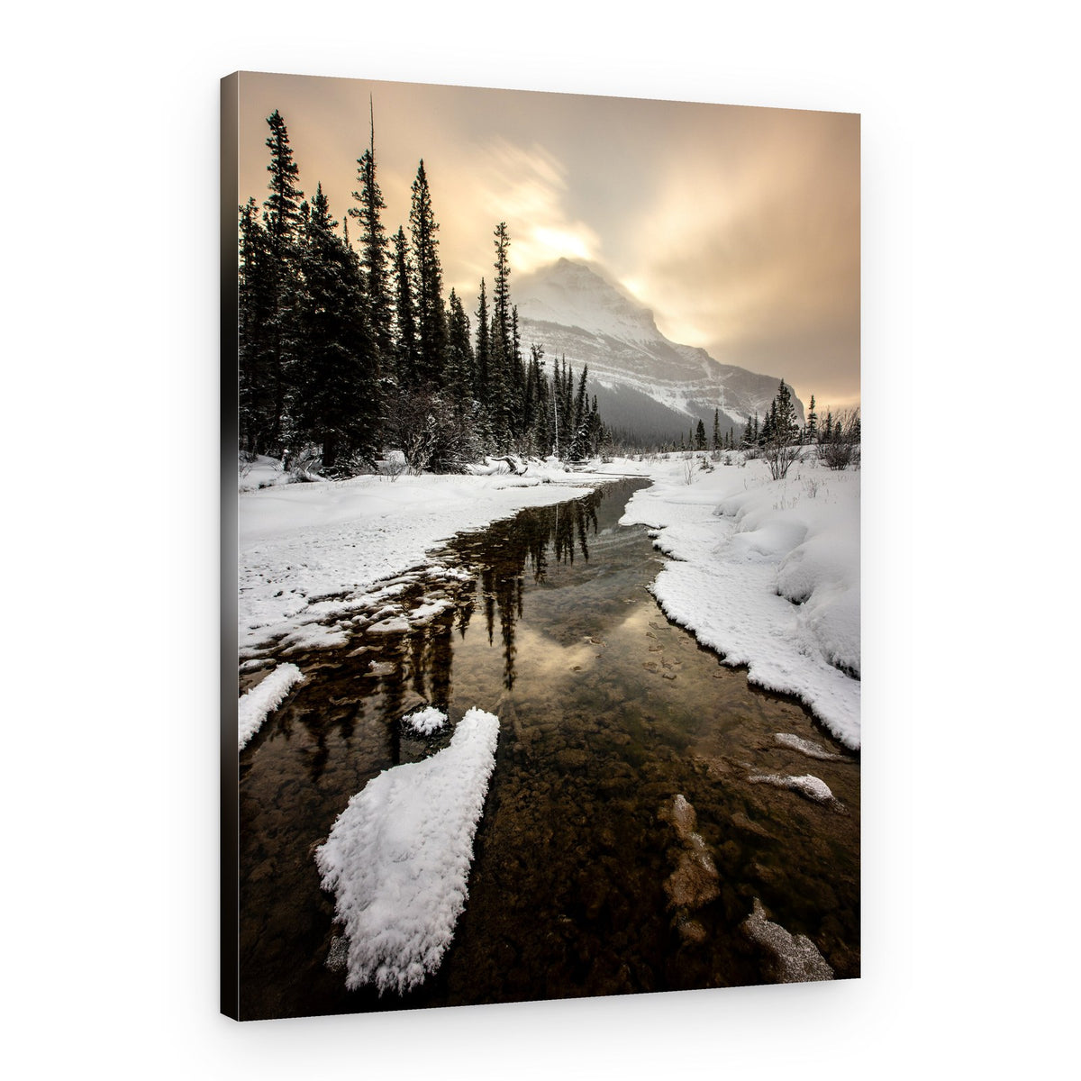 Winter River Glow – Canvas Print