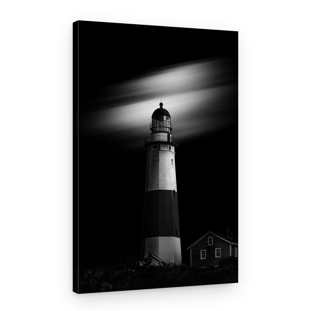 Solitary Night Lighthouse – Canvas Print