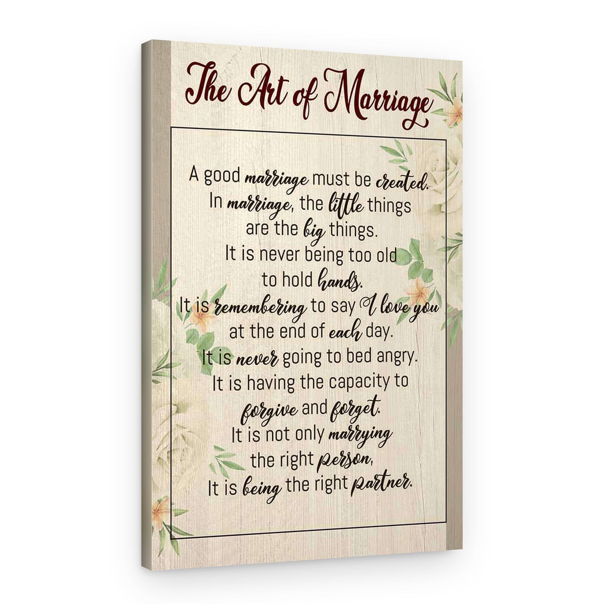 The Art Of Marriage Poem Canvas Print – Canvas Print