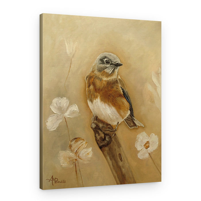Gentle Bird and Flowers – Canvas Print