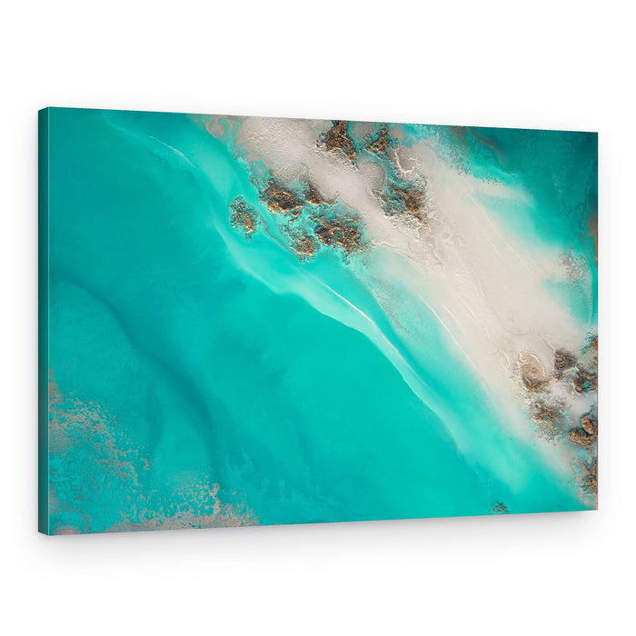 Vibrant Aqua - Rocky Shoreline – Canvas Print