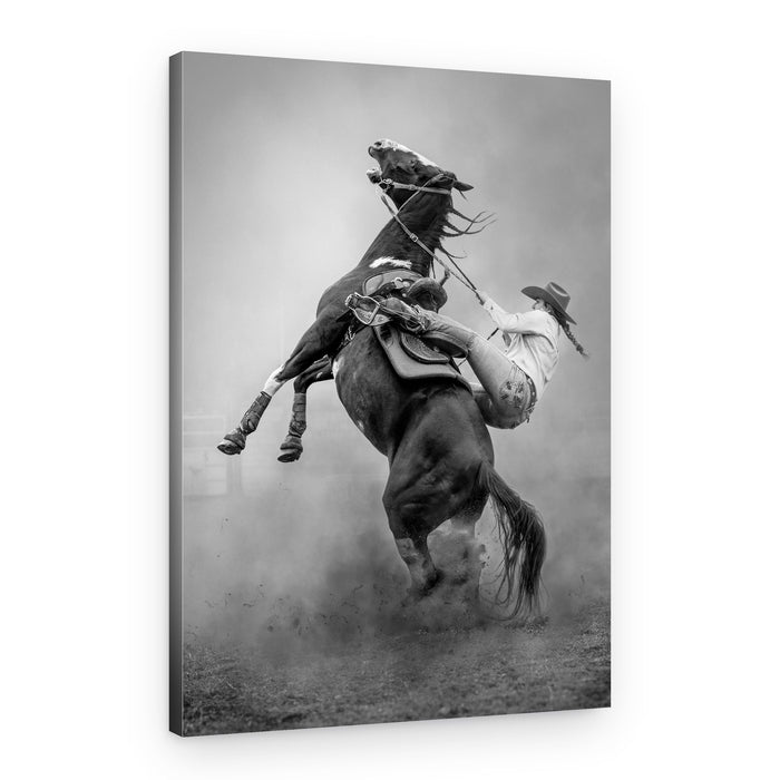 Cowgirl Bucking Horse – Canvas Print