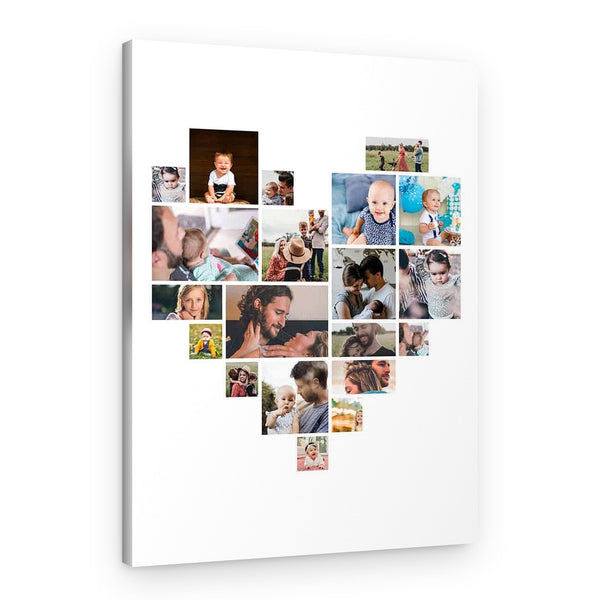 Custom Heart Shaped 20 Photo Collage Canvas Print