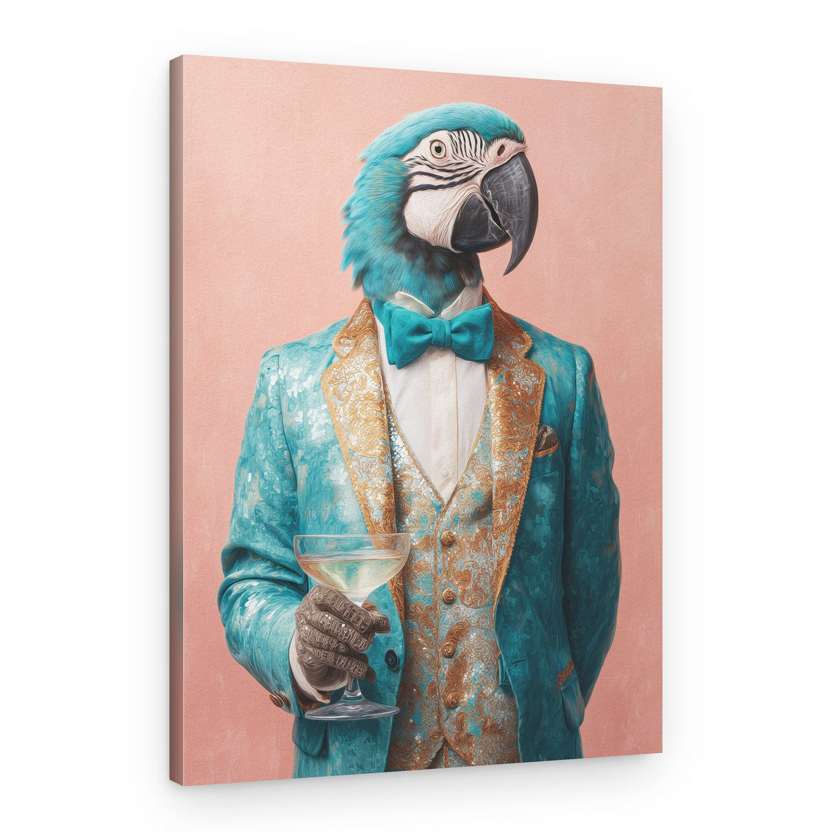 Dapper Parrot Cocktail Hour – Canvas Print