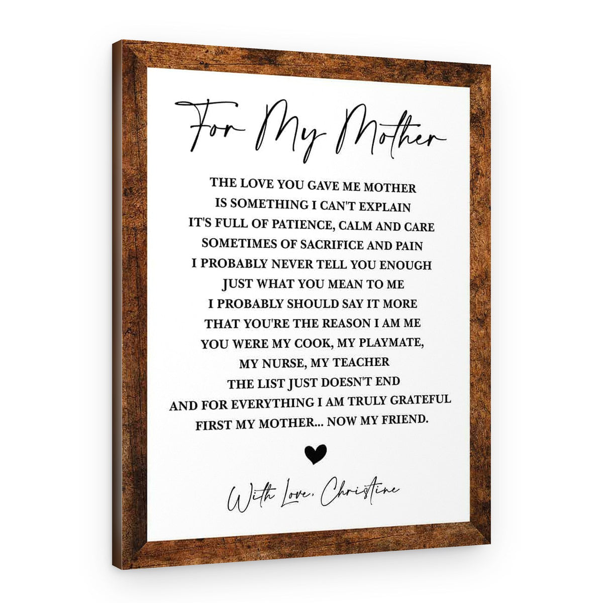 Personalized Mother’s Day Gift For My Mother Poem Canvas Print – Canvas Print – Portrait