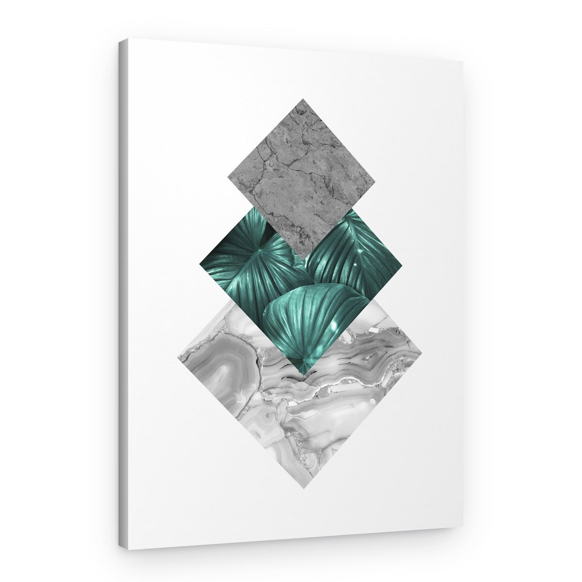 Abstract Stone Green Leaves – Canvas Print