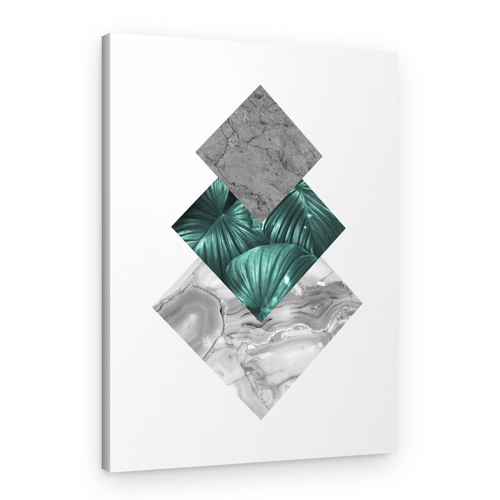 Abstract Stone Green Leaves – Canvas Print