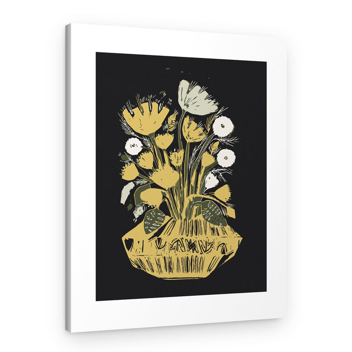 Rustic Golden Flowers – Canvas Print