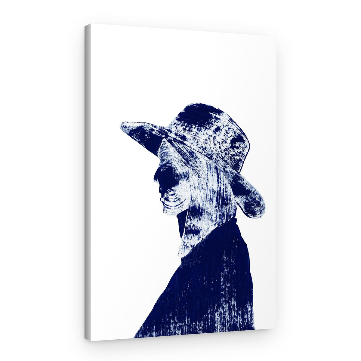 Elegant Blue Hat Woman – Canvas Print