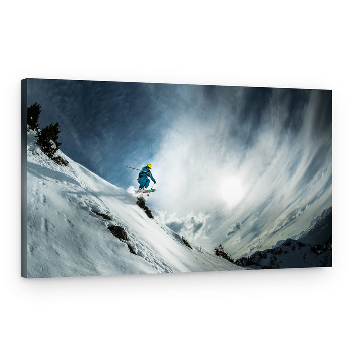 Freeride Skier Mountain Flight – Canvas Print