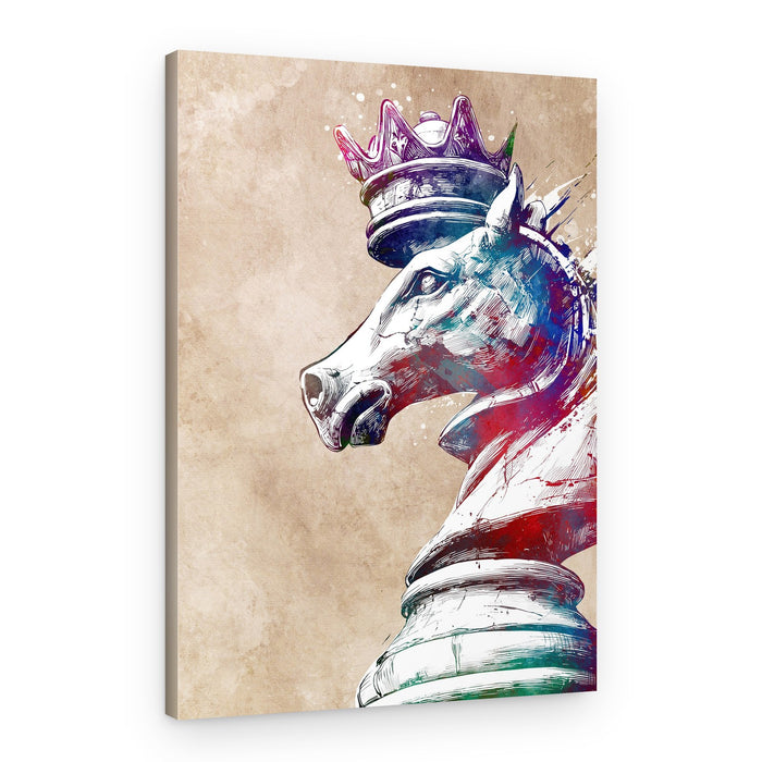 Crowned Chess Knight – Canvas Print