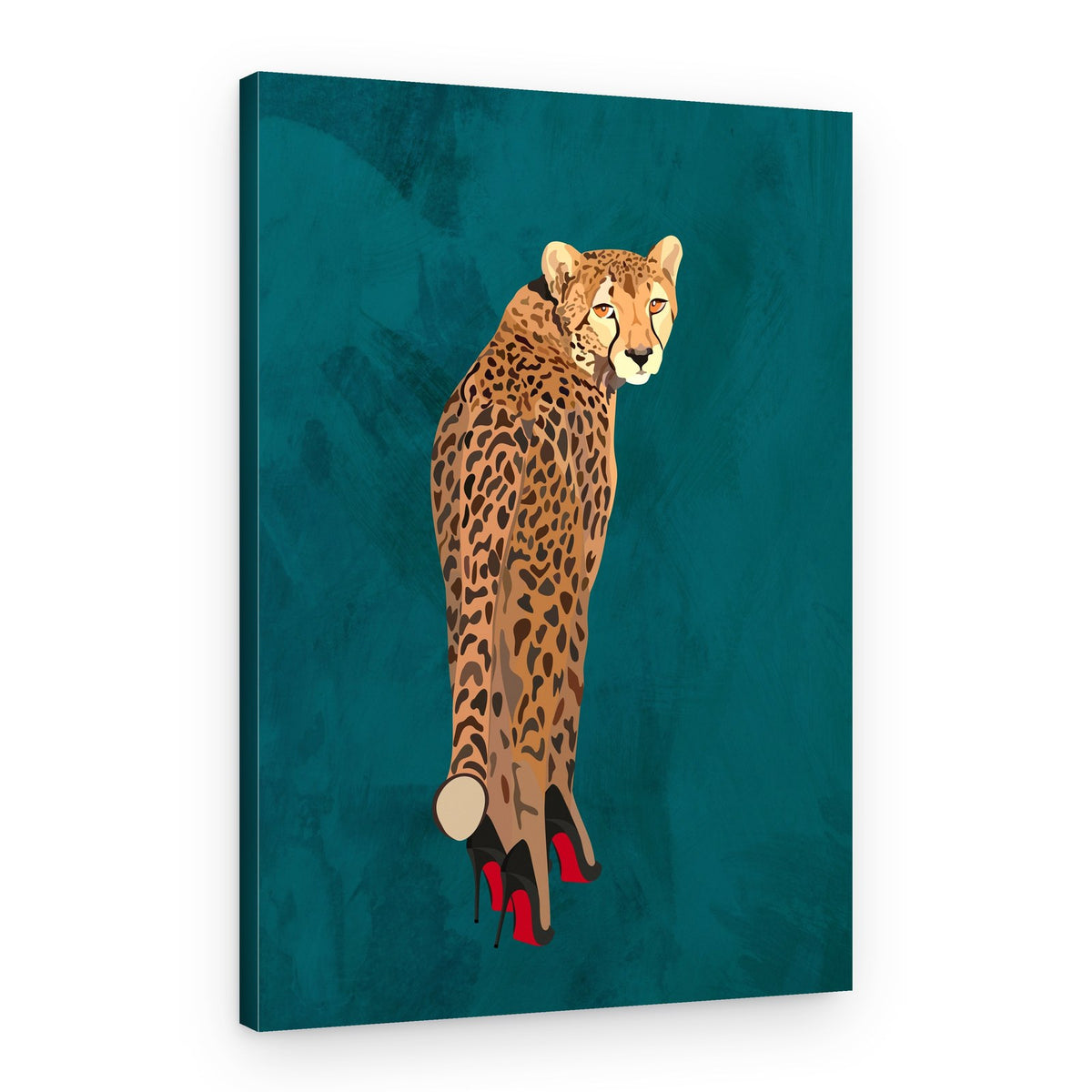 Cheetah in Red Heels – Canvas Print