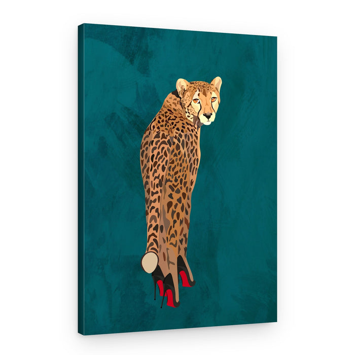 Cheetah in Red Heels – Canvas Print