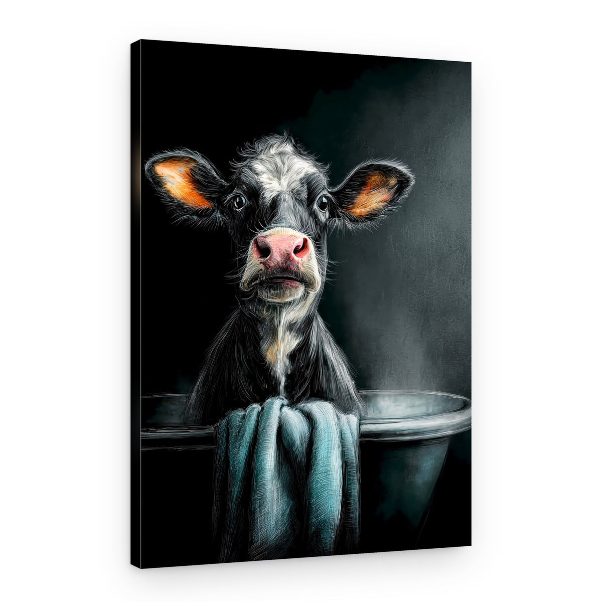 Curious Calf's Bath – Canvas Print