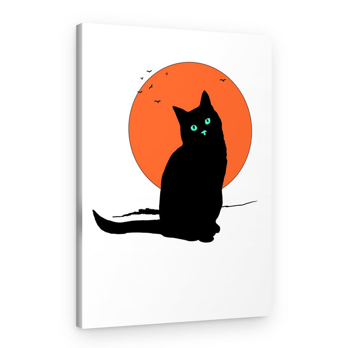 Black Cat Orange Moon – Canvas Print