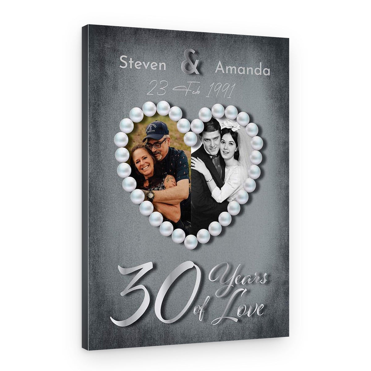 30 Years of Love Pearl Anniversary Photo Canvas – Canvas Print