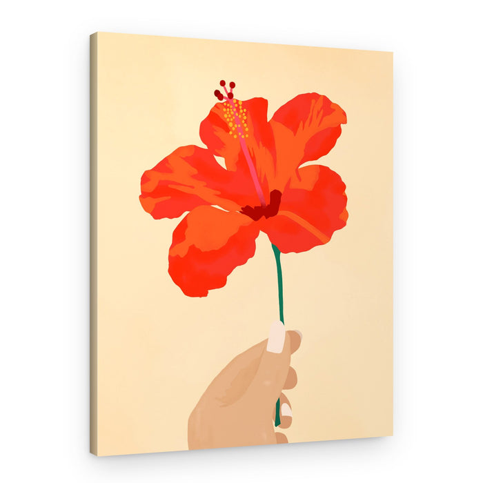 Hand Holding Hibiscus – Canvas Print
