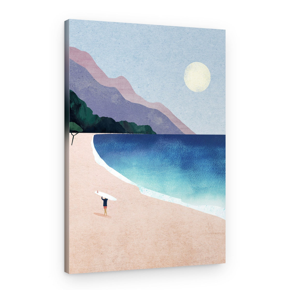 Peaceful Surfer Beach – Canvas Print