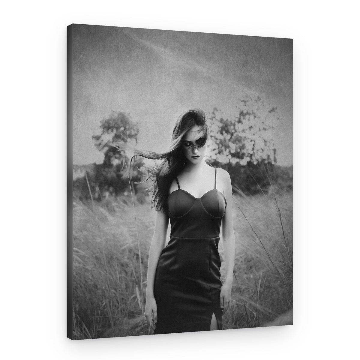 Melancholy Woman in Wind – Canvas Print