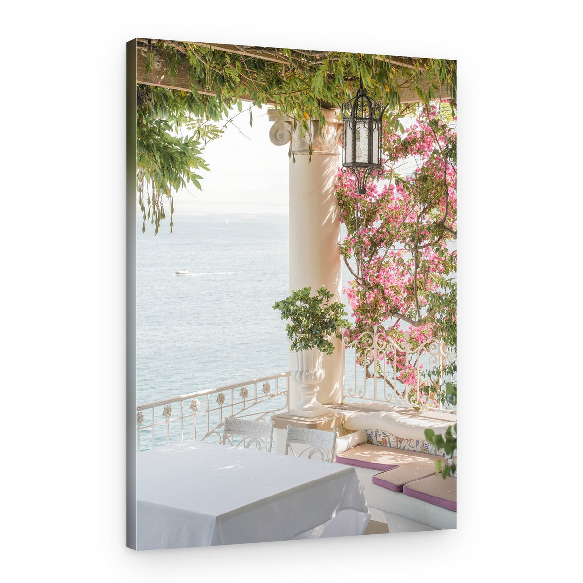 Pink Flowers Ocean View – Canvas Print